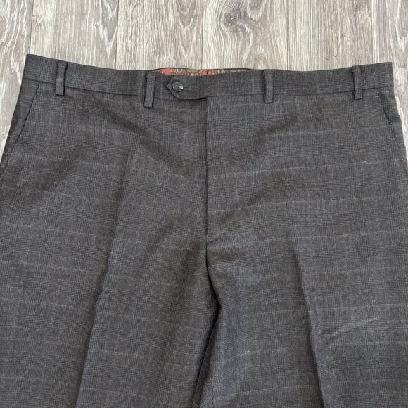 VTG Polo Ralph Lauren Brown Tweed Pants Pleated Plaid 90s Mens 40 Cashmere Wool - Picture 2 of 14